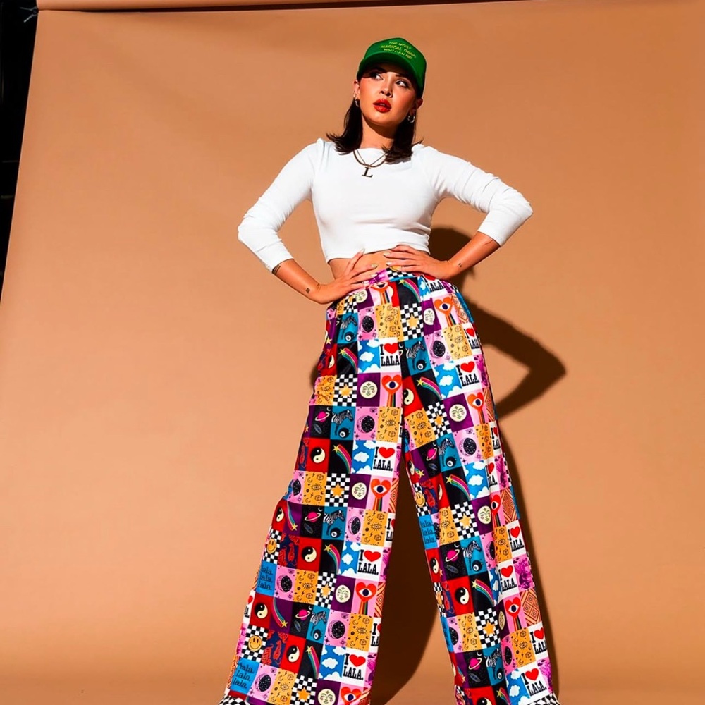 Dressed in LALA Smiley Patchwork Checkerboard Pants